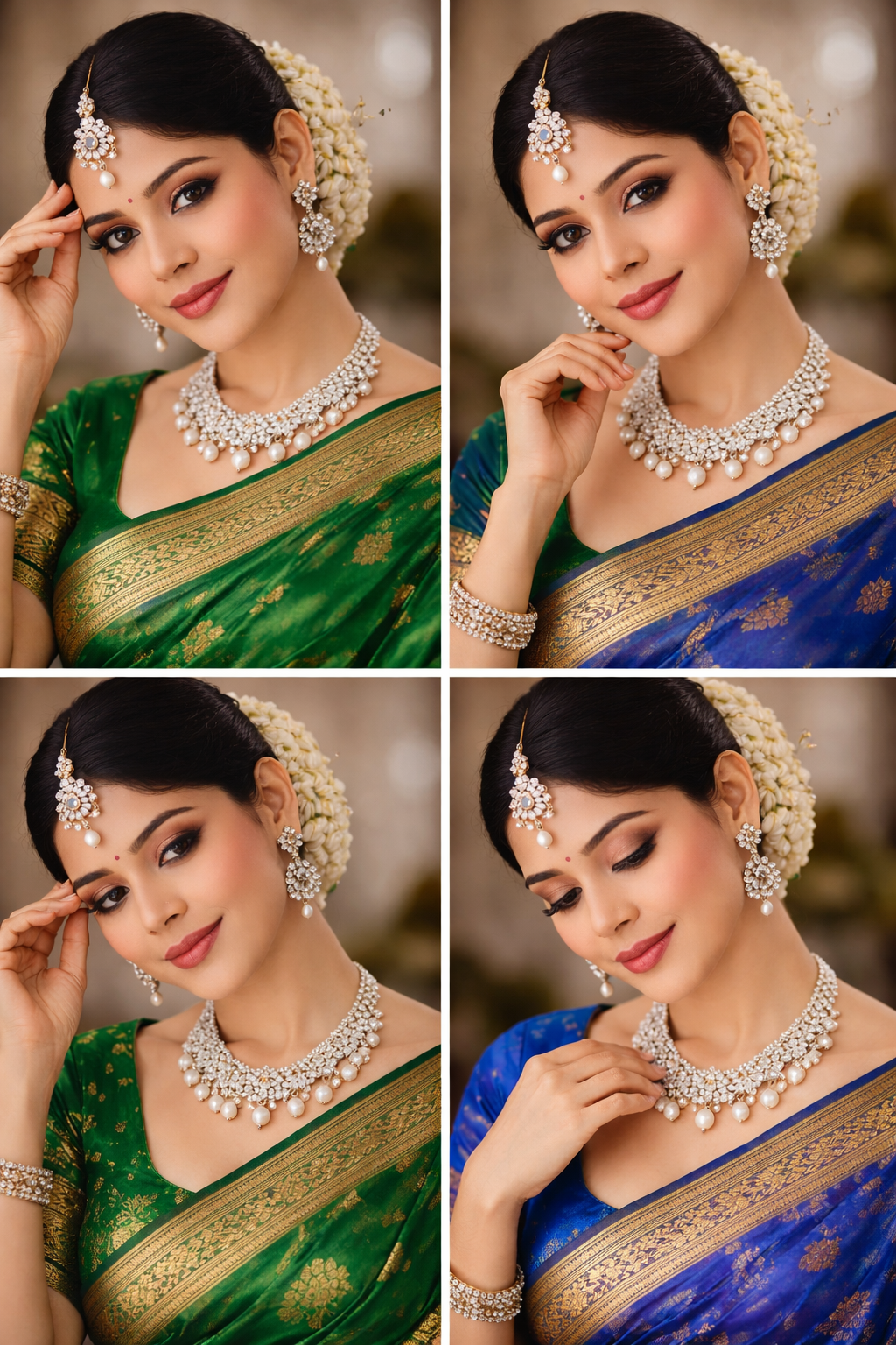 Ikarave Silver Plated Pearl Necklace Set for Women, Bridal Choker Jewelry with Matching Earrings and Maang Tikka, Traditional Wedding Party Wear Designer Ethnic Jewelry Set for Girls