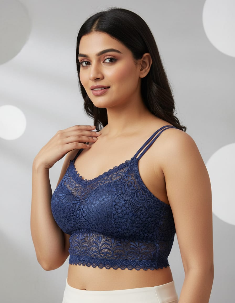 IKARAVE Elegant Lace Longline Bralette – Soft Support Everyday Bra