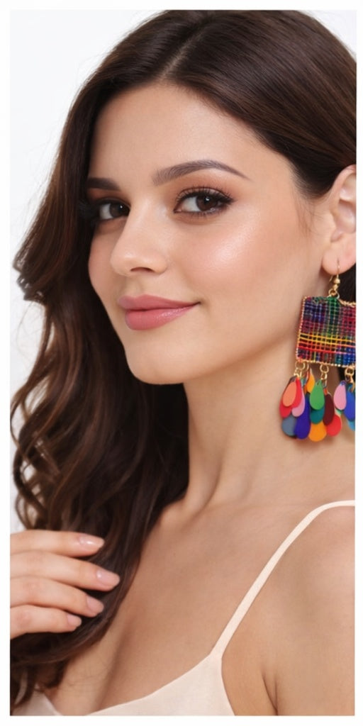 IKARAVE Multicolor Thread Work Dangle Earrings for Women Boho Statement Designer Jewelry Lightweight Handmade Rainbow Party Wear Wedding Fashion Earrings for Girls Trendy Gift Set