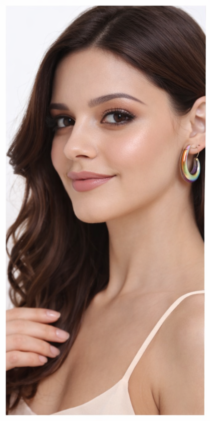 IKARAVE Iridescent Rainbow Hoop Earings for Women Silver U Shape Glossy Earings Lightweight Designer Statement Jewelry Trendy Party Wear Earings for Girls and Ladies Stylish Fashion Accessories